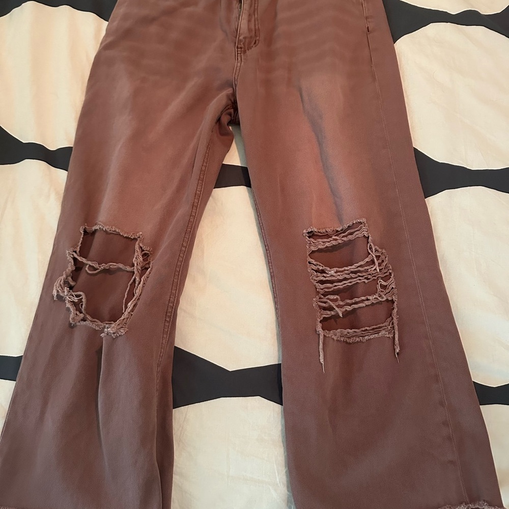 Vervet 2 pairs of Women's Wide Leg Cropped Distressed Jeans